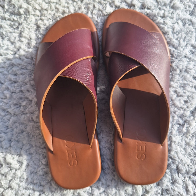 Sandales pour hommes - Eli Rouge Bordeaux - cuir véritable