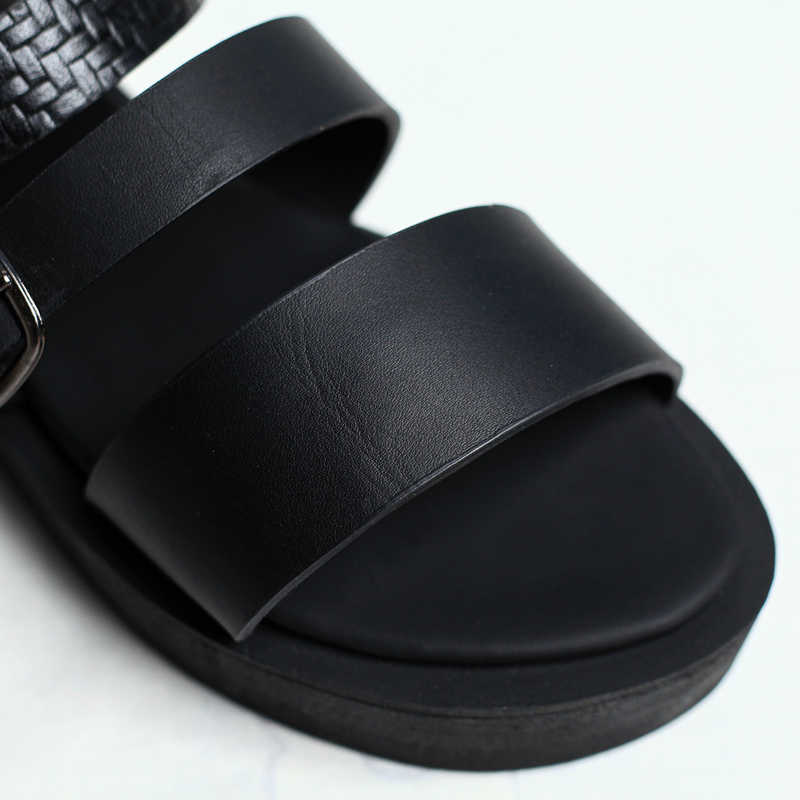 Sandales pour femmes - ORO -Black - Cuir véritable