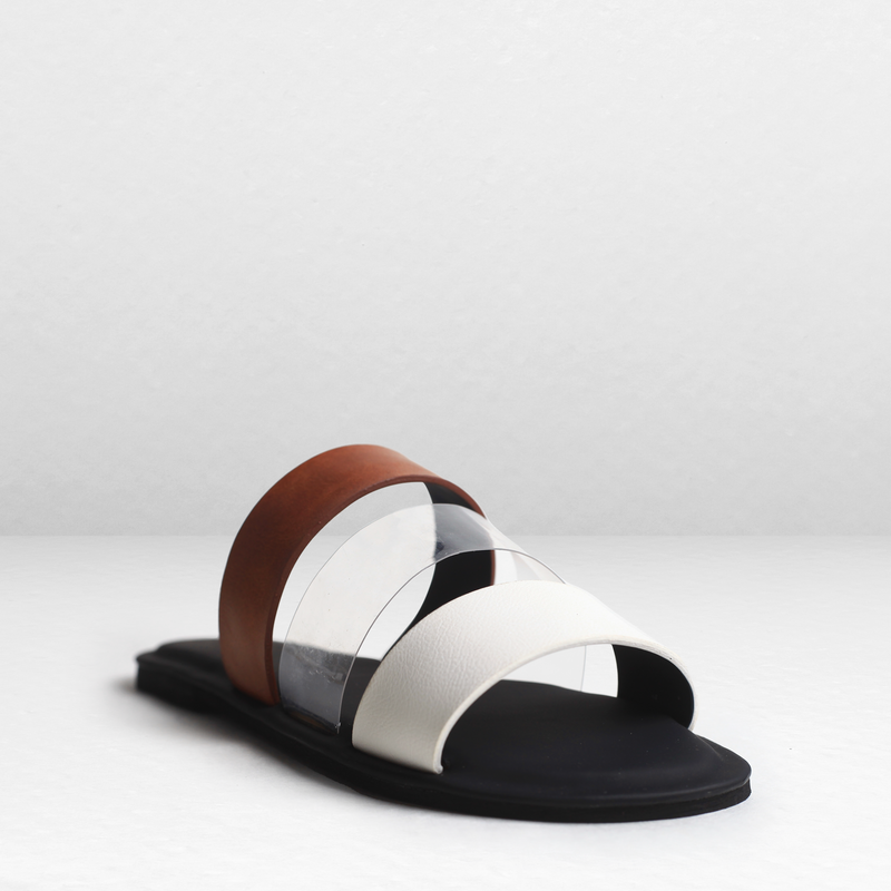 Sandales pour femmes - Aya White & Light Brown